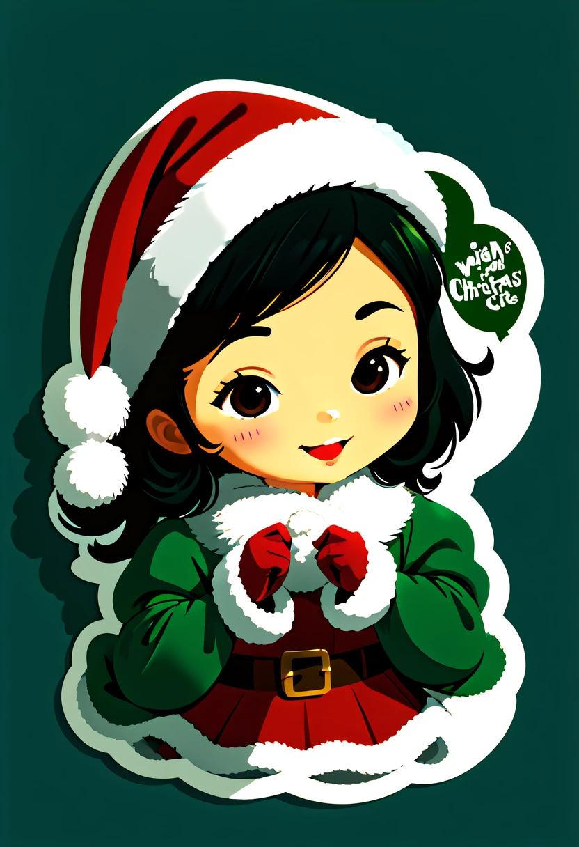 Leonardo style, One sticker, christmas,Vector graphics,christmas,(The English bold text is as follows: &cite;Wish you Christmas cheerful&cite;:1.5),cheerful,Cute big breasts,jpn,