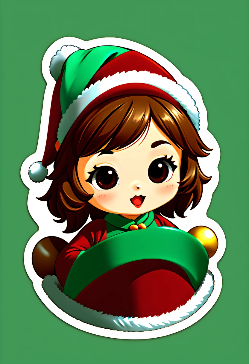 Leonardo style, One sticker, christmas,Vector graphics，christmas，(The English bold text is as follows： &cite;Wish you Christmas cheerful&cite;:1.5)，cheerful，Cute big breasts，jpn，