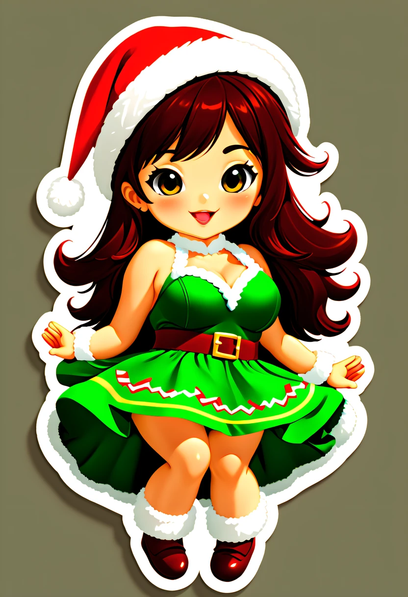 Leonardo style, One sticker, christmas,Vector graphics,christmas,(The English bold text is as follows: &cite;Wish you Christmas cheerful&cite;:1.5),cheerful,Cute big breasts,jpn,