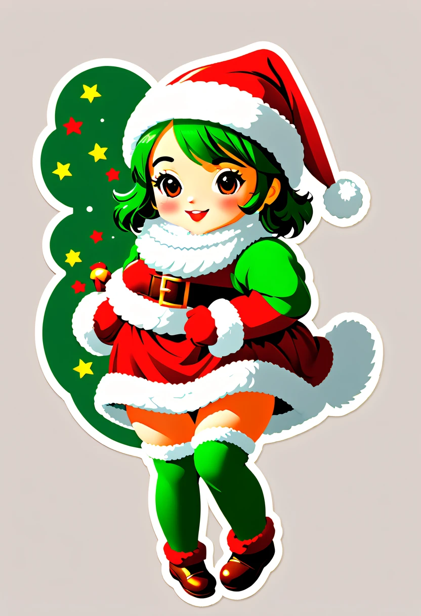 Leonardo style, One sticker, christmas,Vector graphics,christmas,(The English bold text is as follows: &cite;Wish you Christmas cheerful&cite;:1.5),cheerful,Cute big breasts,jpn,