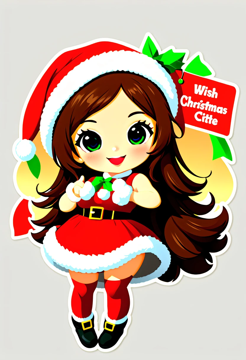 Leonardo style, One sticker, christmas,Vector graphics,christmas,(The English bold text is as follows: &cite;Wish you Christmas cheerful&cite;:1.5),cheerful,Cute big breasts,jpn,