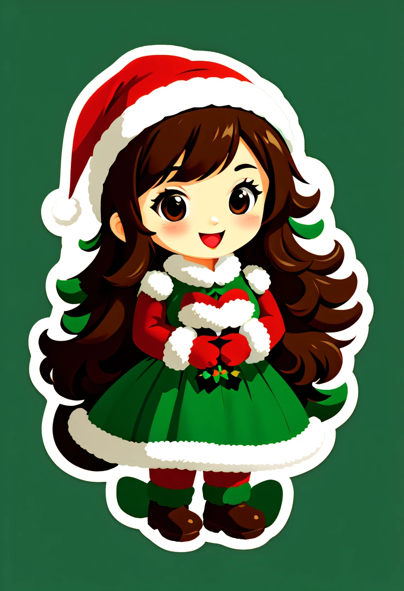 Leonardo style, One sticker, christmas,Vector graphics，christmas，(The English bold text is as follows： &cite;Wish you Christmas cheerfulness&cite;:1.5)，cheerfulness，Cute big breasts，Japanese cartoons，