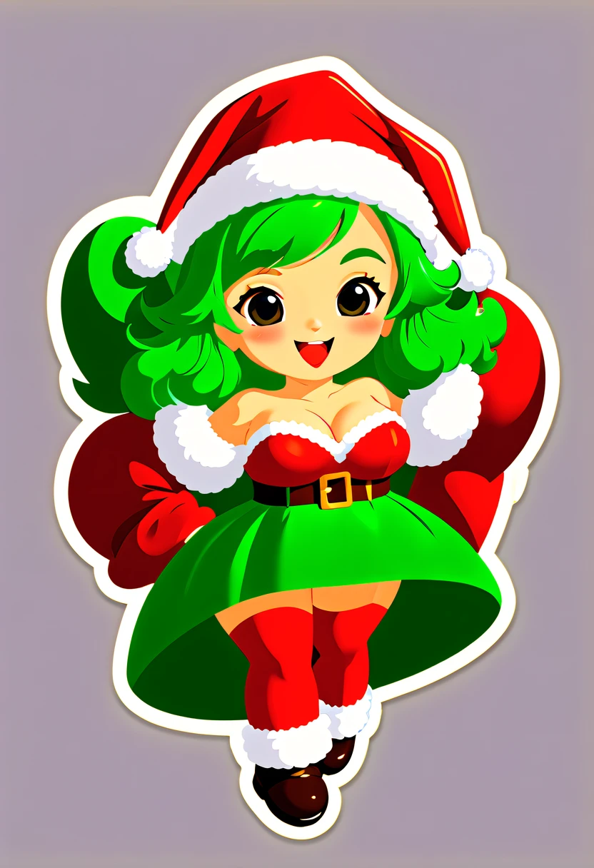 Leonardo style, One sticker, christmas,Vector graphics，christmas，(The English bold text is as follows： &cite;Wish you Christmas cheerfulness&cite;:1.5)，cheerfulness，Cute big breasts，Japanese cartoons，