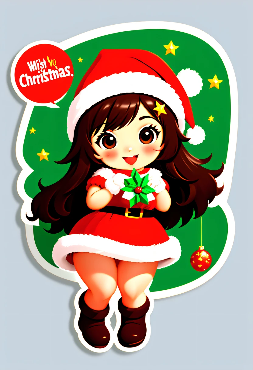 Leonardo style, One sticker, christmas,Vector graphics,christmas,(The English bold text is as follows: &cite;Wish you Christmas cheerfulness&cite;:1.5),cheerfulness,Cute big breasts,Japanese cartoons,