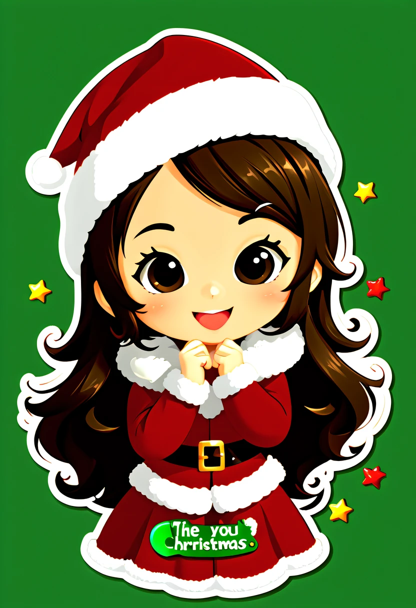 Leonardo style, One sticker, christmas,Vector graphics,christmas,(The English bold text is as follows: &cite;Wish you Christmas cheerfulness&cite;:1.5),cheerfulness,Cute big breasts,Japanese cartoons,