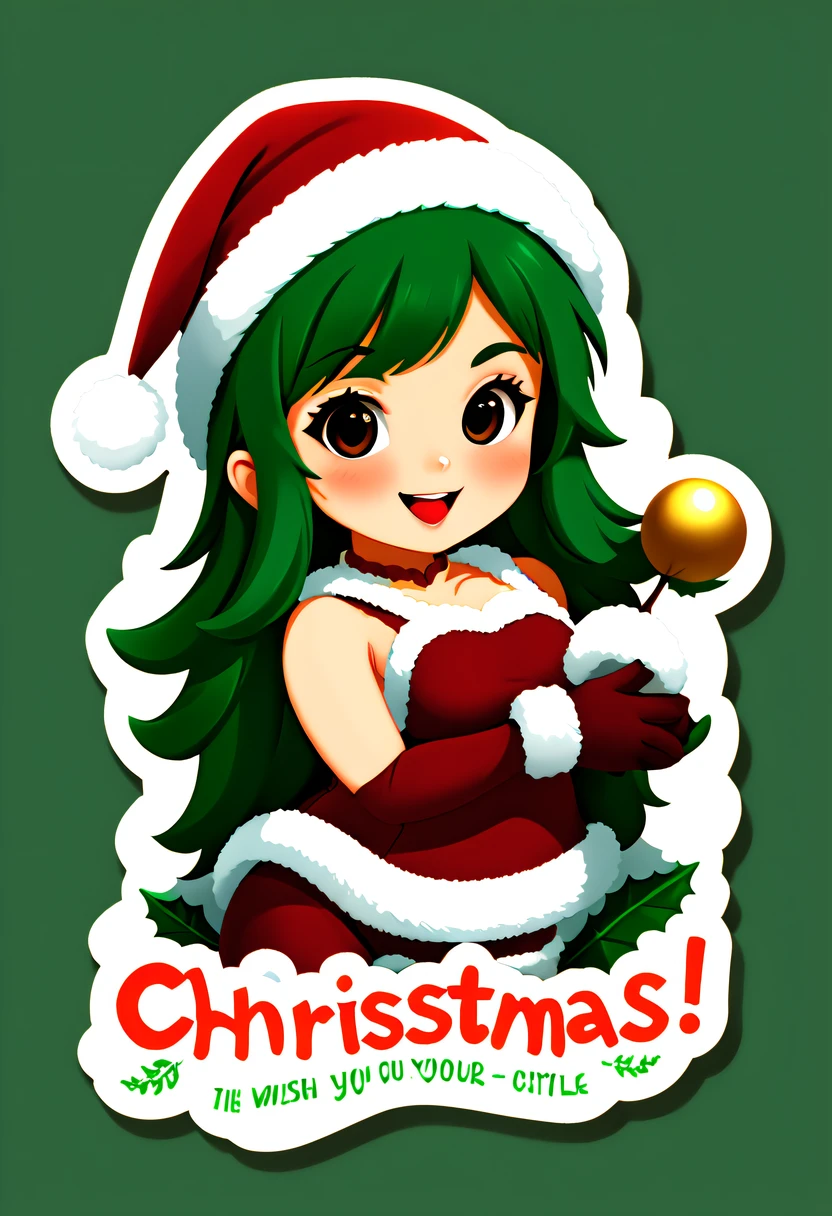 Leonardo style, One sticker, christmas,Vector graphics，christmas，(The English bold text is as follows： &cite;Wish you Christmas cheerfulness&cite;:1.5)，cheerfulness，Cute big breasts，Japanese cartoons，