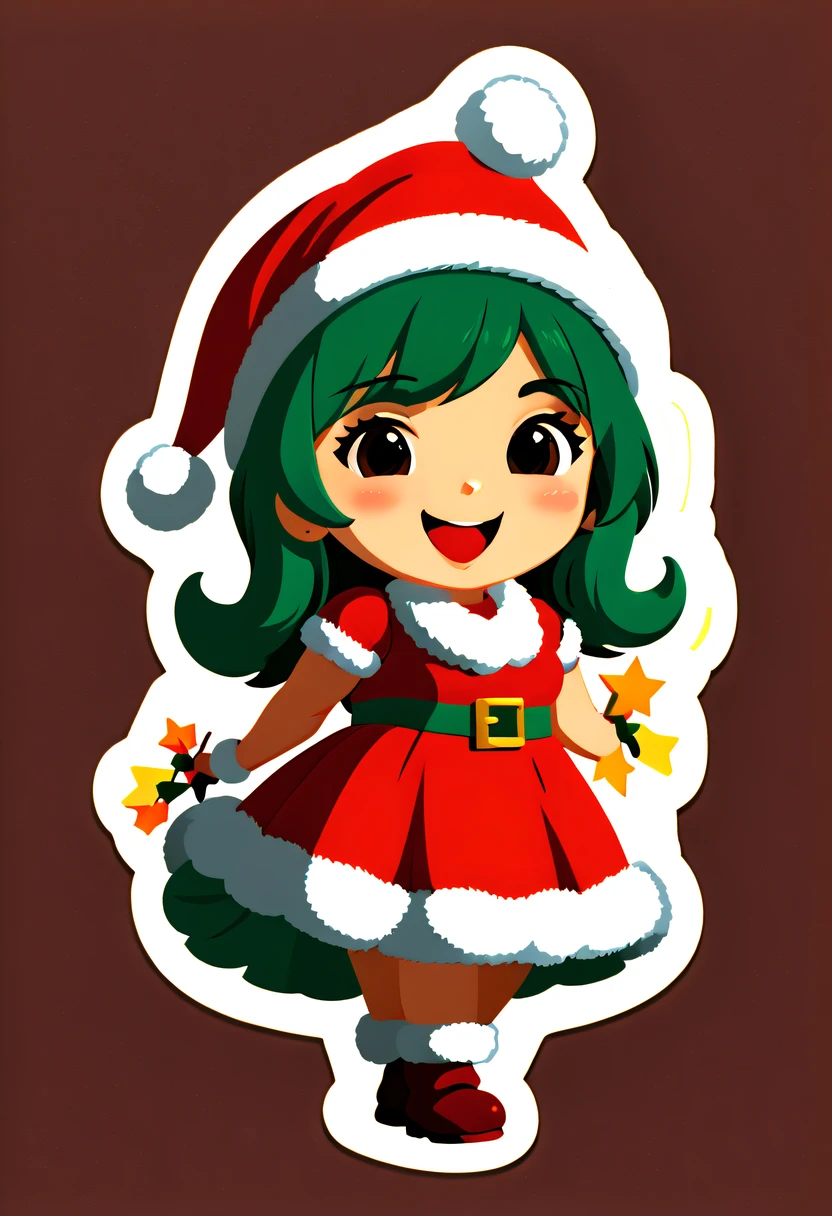 Leonardo style, One sticker, christmas,Vector graphics，christmas，(The English bold text is as follows： &cite;Wish you Christmas cheerfulness&cite;:1.5)，cheerfulness，Cute big breasts，Japanese cartoons，