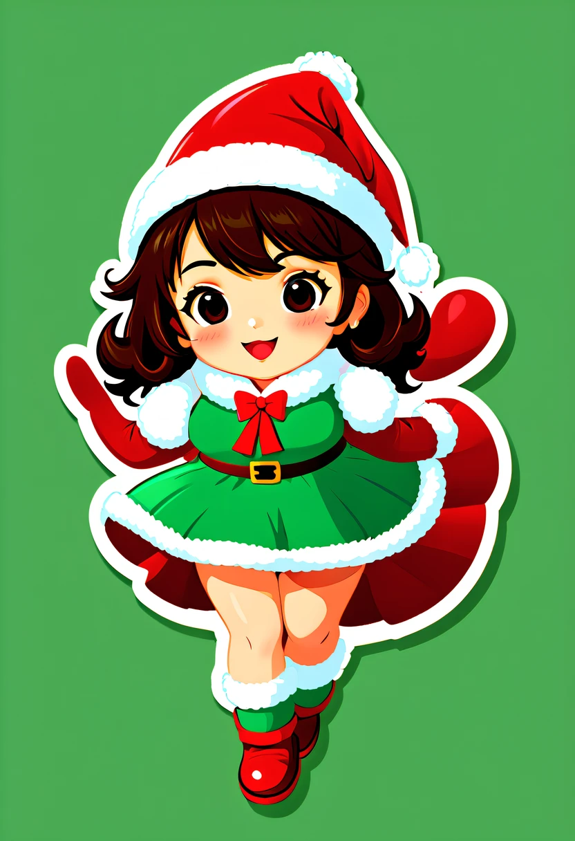 Leonardo style, One sticker, christmas,Vector graphics,christmas,(The English bold text is as follows: &cite;Wish you Christmas cheerfulness&cite;:1.5),cheerfulness,Cute big breasts,Japanese cartoons,