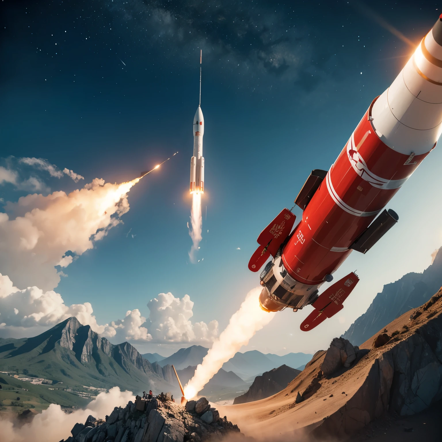 With the theme of Chinese rockets，Create a poster，Demonstrate the development of technology