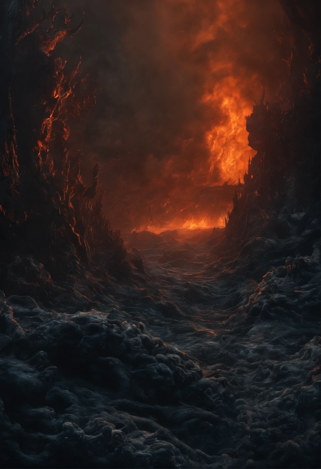 (best quality,8k,highres,masterpiece:1.2),ultra-detailed,(realistic,photorealistic,photo-realistic:1.37),underwater scene,volcanic eruption,deep-sea exploration,dark abyss,beautiful coral reef,exotic marine life,floating ash particles,lush sea plants,glowing bioluminescent creatures,submerged volcanic rocks,crystal clear water,thriving underwater ecosystem,intense heat and pressure,smoldering lava illuminating the surroundings,dramatic lighting effects,subtle color gradients,rich and vibrant hues,mesmerizing underwater currents,rippling waves,otherworldly atmosphere,secrets hidden in the depths,danger and adventure lurking,sublime and awe-inspiring landscape.