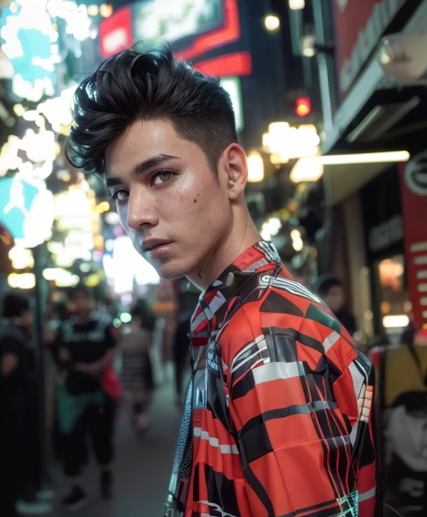Change background cyberpunk handsome boy, realistic face,|