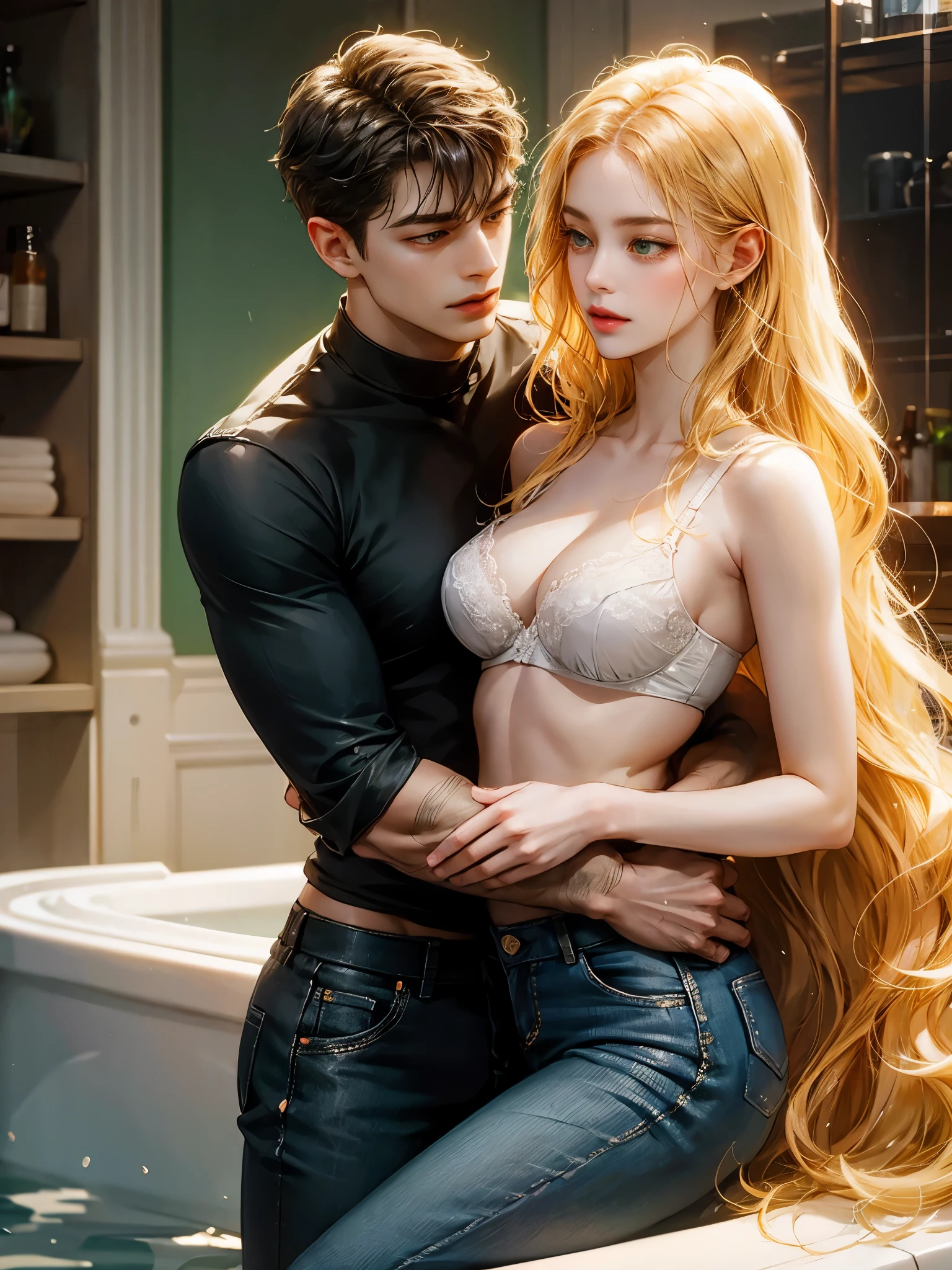 He hugs her