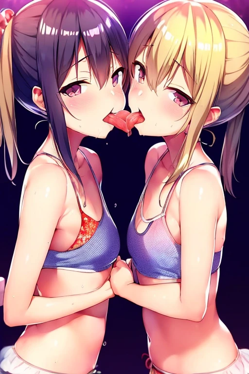 masutepiece,best qualtiy,1girl in,,melting _tonguetongue,blush,tongue、twogirls、lick together、Girls facing each other、kiss while hugging