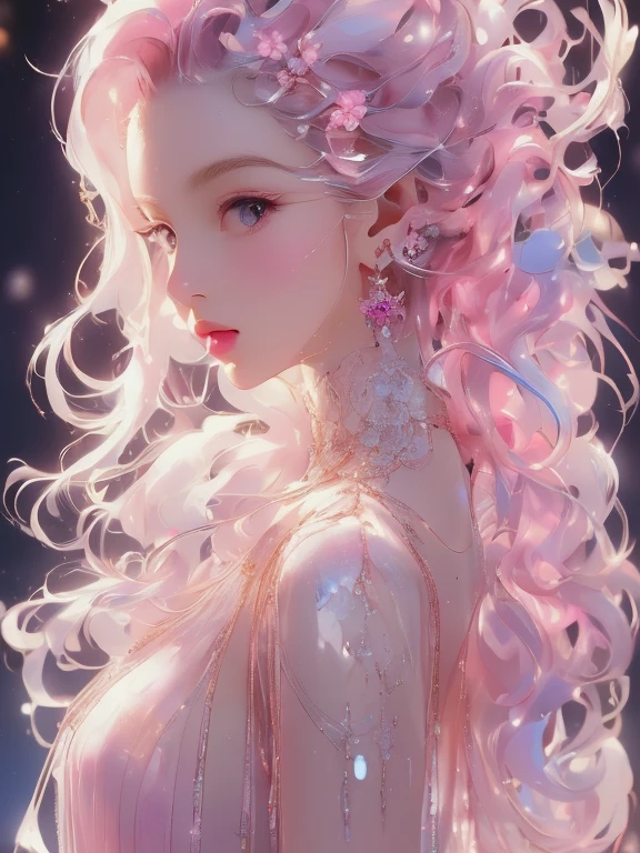 ((masutepiece)), Highly detailed, Best Quality, 8K, (Soft light), Cinematic Light, 1girl in, Next to a bottle of perfume, Cozy, Clean details, iridescent, milkyW, cream dripping on face, Warmly lit, soap, (Pink Theme),Best Quality,Colorful (((Upper body))),
1 Model Girl, Solo, Alone,Jewelry, earrings, Long hair, profile, Upper body, milkyW, cream dripping on face, Warmly lit, soap, (Pink Theme), iridescent, , blush, See-through