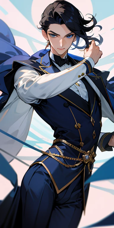 tmasterpiece, Best quality at best, Detailed pubic hair，male uncle，Deep blue eyes，Elegant costumeody full of strength，Hidden deeply