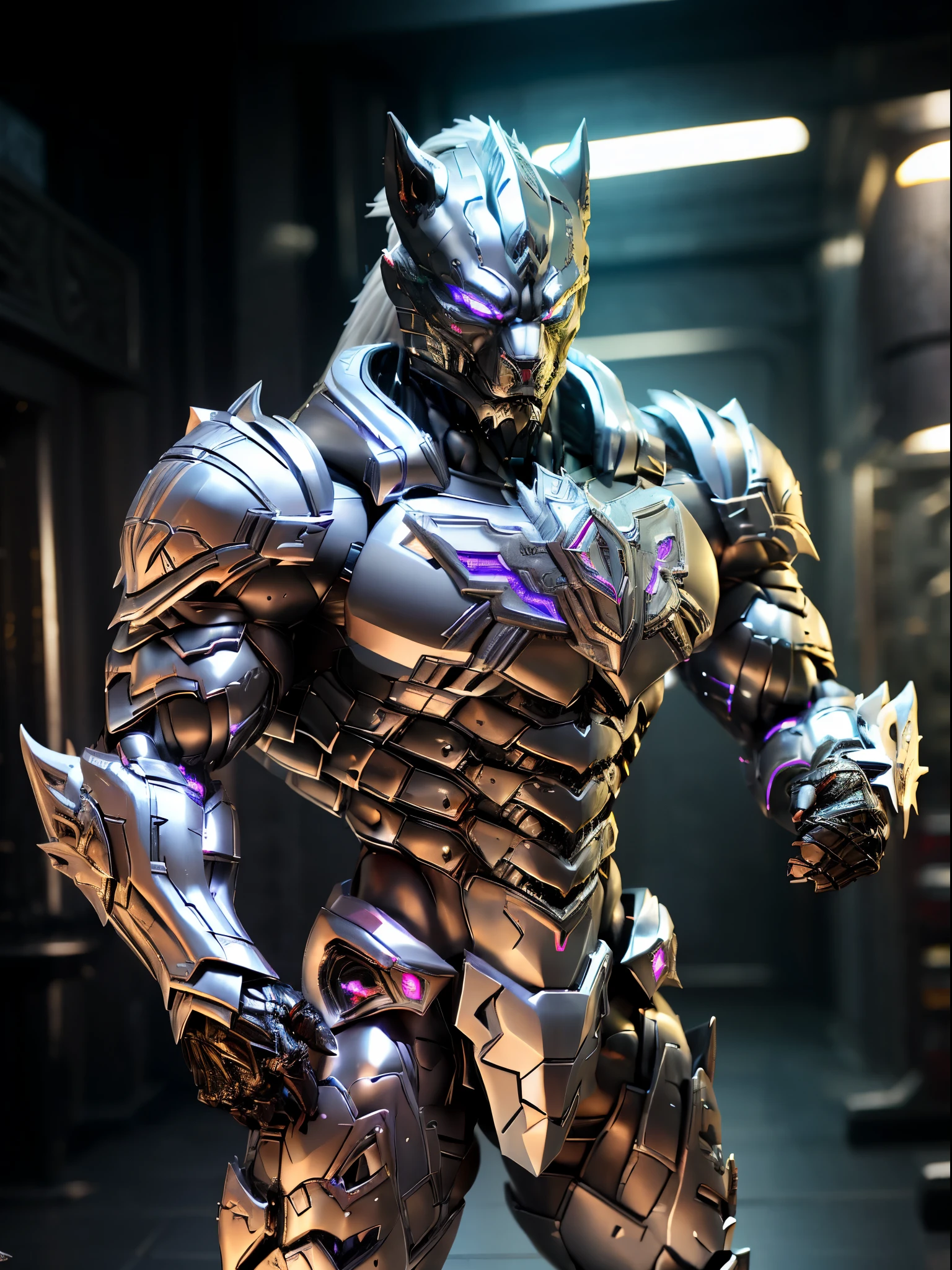Panther, (black, silver:1.5), DRAGON HEAD, HEAVY CRYSTAL ARMOR, TRANSPARANT, MUSCLE BODY, MUSCLE ABS.