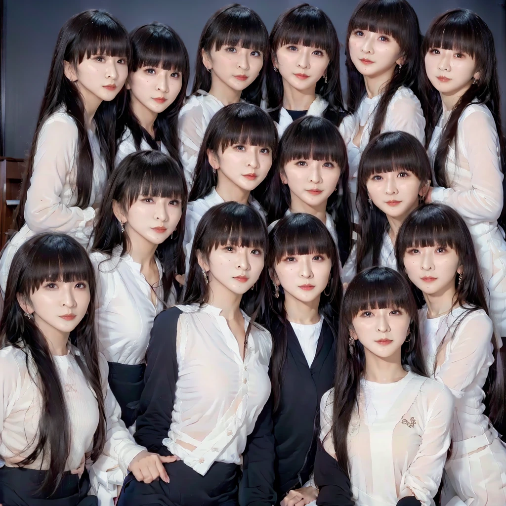 Raw photo、(((multiple girls))),((((6+girls)))),((((100girls)))),(((1000girls)))、((((100 Girls))))、Women only、The same face、((matching sailor suit))、6years old、A dark-haired、100 cute girls、a smile、inside a classroom、selfee、same person、(((Large group)))、elementary student