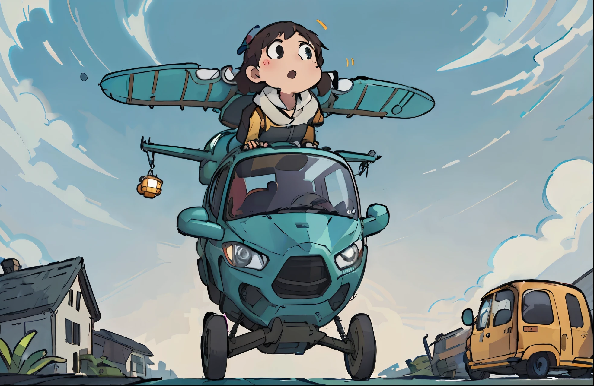 flying car、Watching from below。hightquality