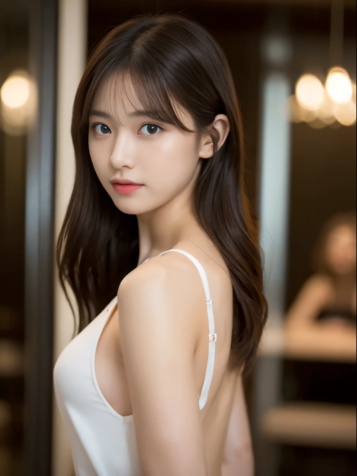 (((32k,high detal,high-detail、masterpiece,Attention to detail,full body Esbian,独奏))),Raw photo & realistic atmosphere,beautiful dark blue eyes,Detailed mouth,Glossy lips,Detailed eyebrows,Eyes drawn in detail with soft white skin that shines in every detail、azure eyes,evenもキレイな瞳,Detailed lips、evenも美し顔,evenも整った顔、Lifelike face,shiny beautiful lips, Realistic Young Gravure Idol, evenも美しい少女, , Young gravure idols, Young Gravure Idol, evenも美しくてかわいい18歳の女の子,the whole body is wet,dripping落ちる,with a flushed face,Incredibly beautiful 18-year-old girl,Brown shiny hair,Hair is wet,Dripping water,dripping,(Camera gaze,Fishing eyes,even,Pitch black Room:1.7),(Colossal tits,well-shaped breasts,Growing body, I'm anxious and about to cry,Moist eyes,sexy facial expression,:1.5),(piercings,a necklace,Turned,Backshots,Glaring while looking back,Black G Strings,Showing off a black G-string,Show off your beautiful ass, Room,Erotic ass,:1.9)