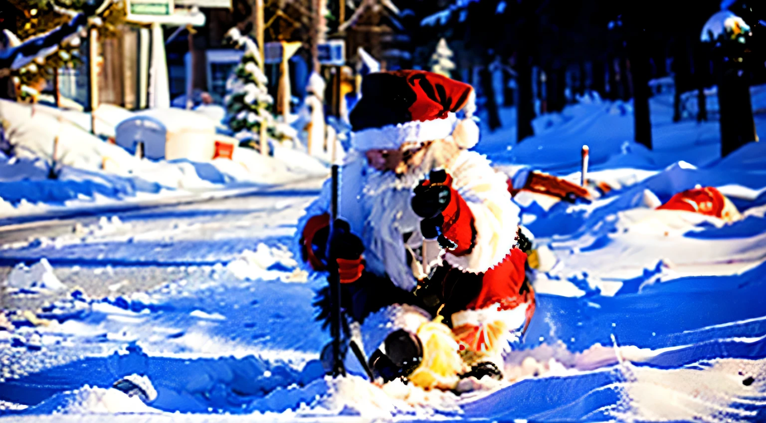 I WANT A PICTURE OF SANTA CLAUS ON THE SLED WITH TREES AND SNOW, BASTANTE NITIDEZ E MUITA CRIATIVIDADE