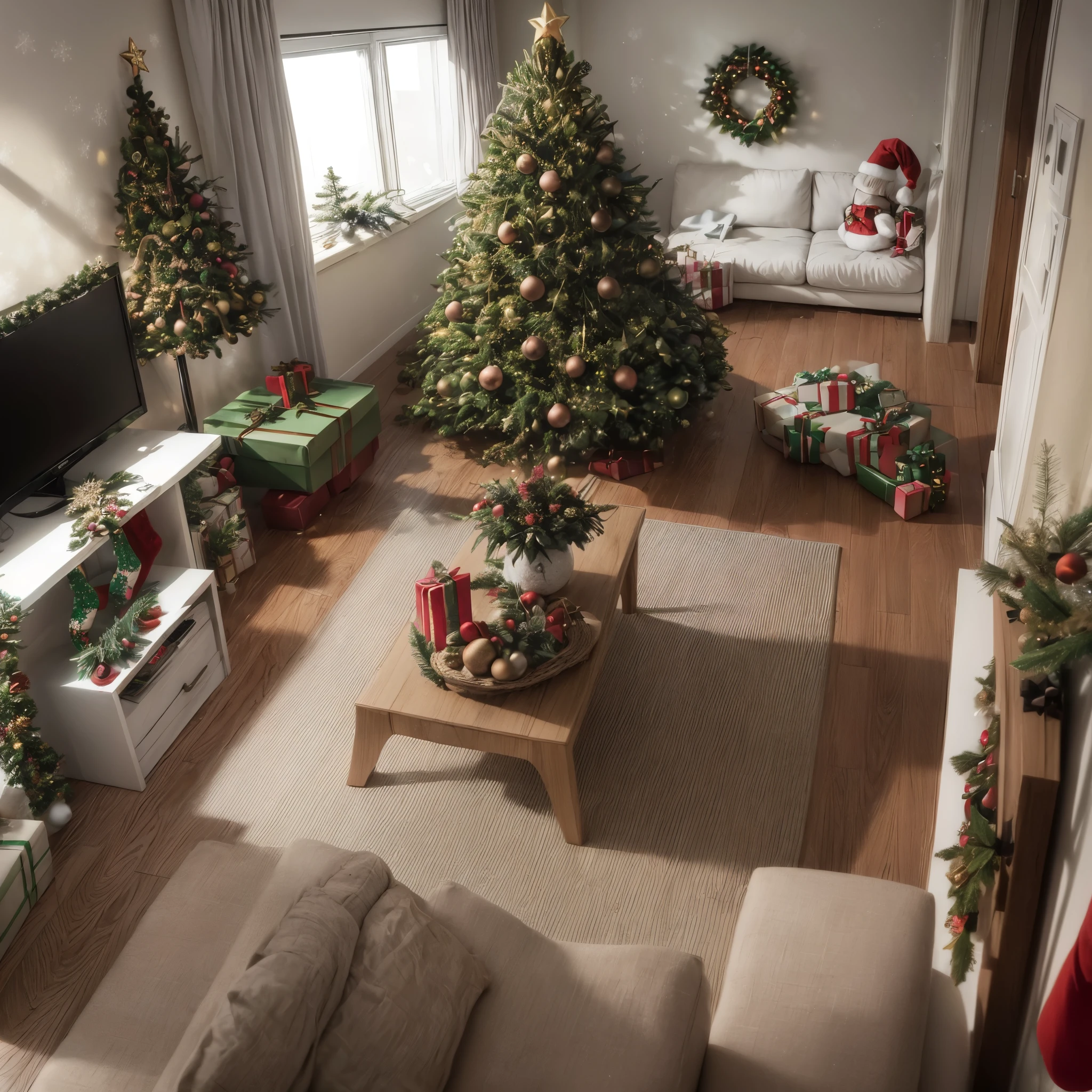 (christmas:1.5)，Modern living room design for small apartments