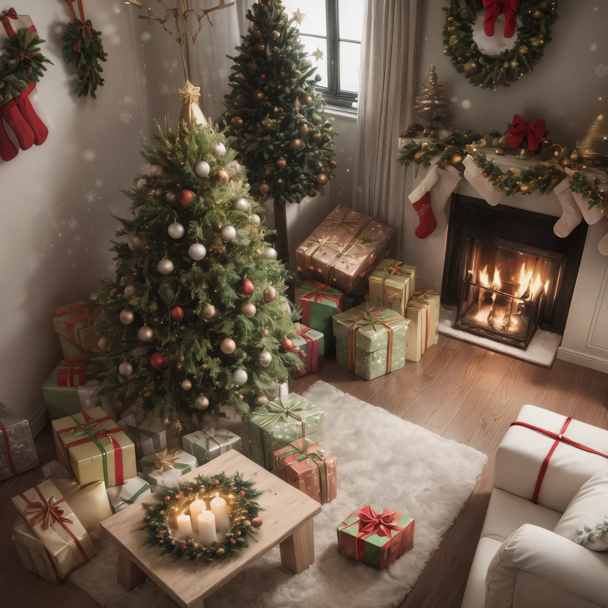 (christmas:1.5),Modern living room design for small apartments