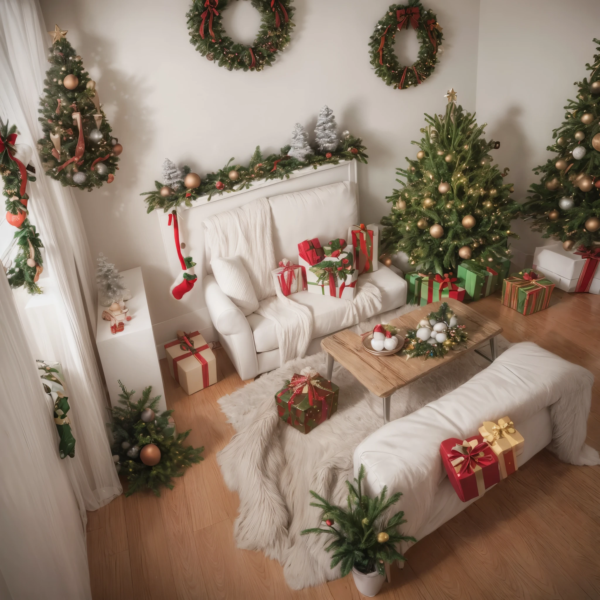 (christmas:1.5)，Modern living room design for small apartments