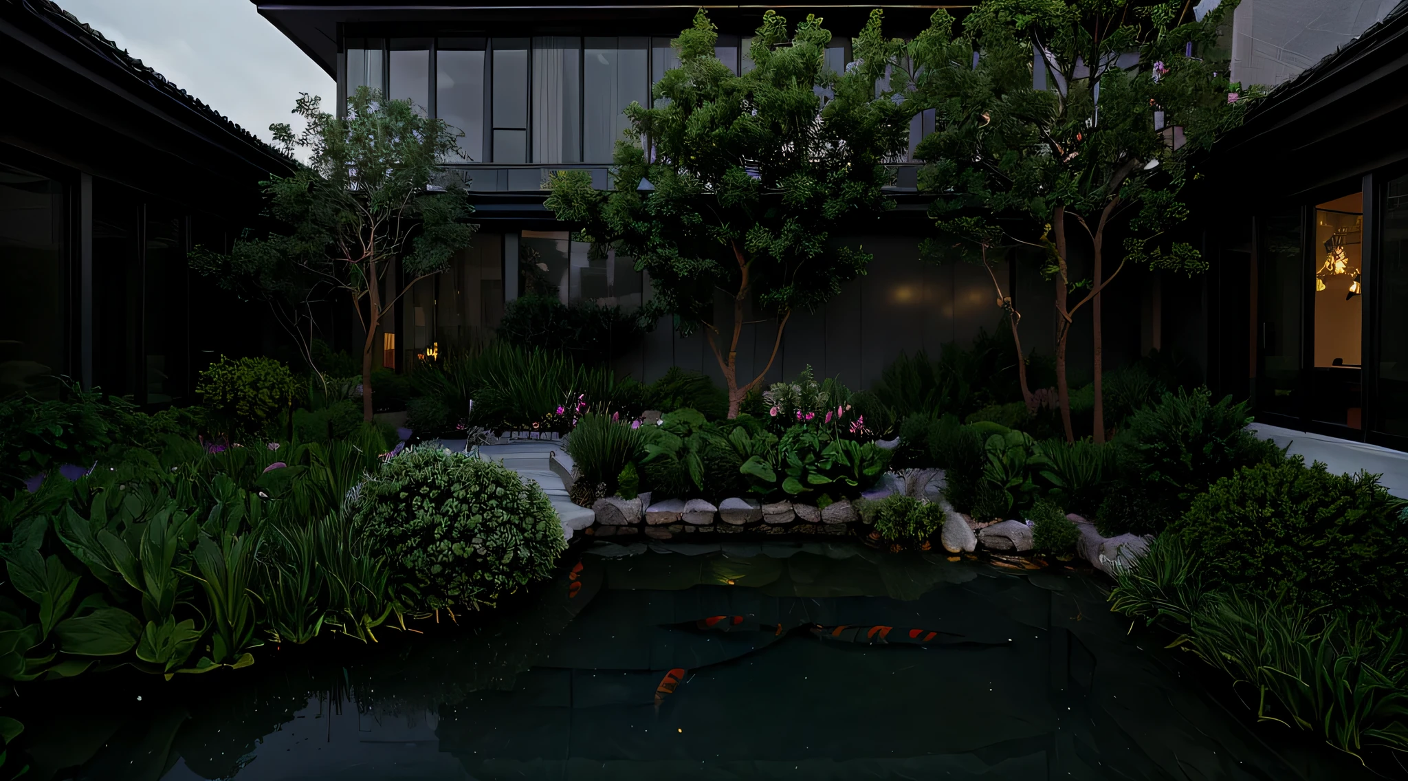 (garden lights:1.5),(koi fish:1.2),Seart, a renowned architectural firm, is seeking proposals for the design of a traditional Vietnamese village pond. Our goal is to create a serene and tranquil space that reflects the cultural heritage of the region while also incorporating modern elements that will enhance its functionality and aesthetic appeal. We encourage submissions that draw inspiration from traditional Vietnamese architecture and landscaping, while also incorporating sustainable and eco-friendly design principles. The design should consider factors such as water management, vegetation, lighting, and seating arrangements. Please submit detailed plans, renderings, and materials lists that accurately represent your proposed design.The ambient lighting highlights the textures and details, creating a stock photo-like atmosphere, (((Best Quality:1.5))), ((Masterpiece)), ((best illustration)), ((best shadows)), ((Super Detail:1.5)), (Intricate lines:1.5), (Photorealism:1.5),(hyper detail:1.5), ((archdaily)), ((award winning design)), (dynamic light:2), ((day)), (perfect light:1.5), (shimering light:2), (hidden light:1.5), ((photorealistic)), ((FKAA, TXAA, RTX, SSAO)), ((Post Processing)), ((Post-Production)), ((CGI, VFX, SFX)), ((Full color)), ((Sony A7R IV - 61 MP Exmor R CMOS full frame 35mm 61.0 Megapixel)) ,((Unreal Engine 5)), ((intricate detail)), ((extreme detail)), ((science)), ((hyper-detail)), ((super detail)), ((super realistic)), ((crazy detail)), ((octane render)), ((Cinematic)), ((trending on artstation)), ((High-fidelity)), ((Viwvid)), ((Crisp)), ((Sharp)), ((Bright)), ((Stunning)), ((Likelife:1.5)), Natural, ((Eye-catching)), ((Illuminating)), ((Flawless)), ((High-quality)),((Sharp edge render)), ((medium soft lighting)), ((photographic render)), ((detailed archviz))