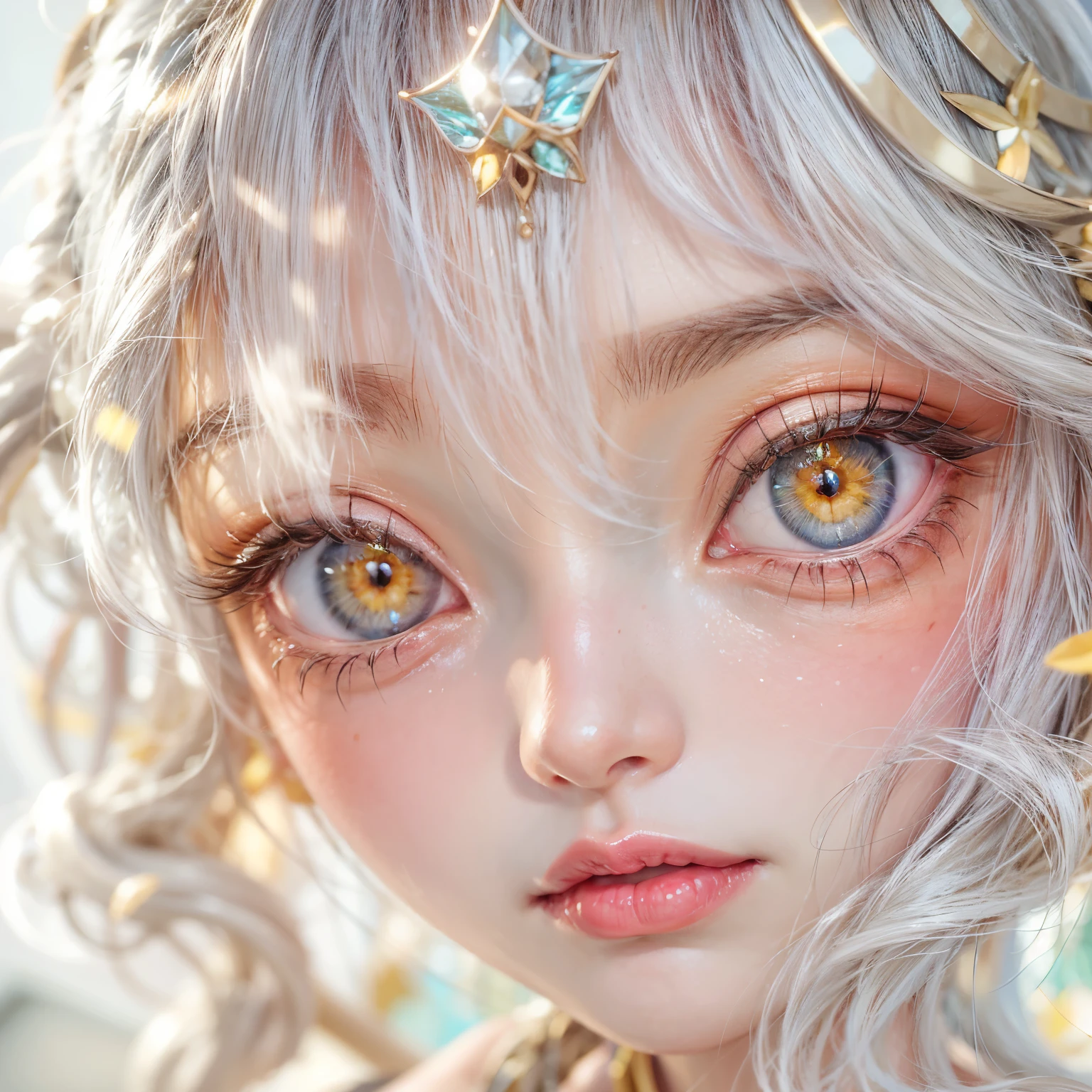 SFW, concept art, Tiny junior idol, Delicate lace knitted white clothes, (nipple:-0.9), face closeup, (Dazzling stained glass Background), (((Renbutsu Misako), colorful Light shines through delicate stained glass:1.2, vivid red colors, lense Particle, lens flare, light Particle, Dazzling Halo, Acutance:0.8)). (masterpiece:1.2),(ultra-detailed:1.37),(realistic,photorealistic,photo-realistic:1.37), (Extremely detailed KAWAII face variations, innocent expression variations), rosy cheeks, intricate detailed eyes with sparkling highlights, long eyelashes with volume, subtle blush on the face. Mystic sight, haze, impeccable skin texture, captivating gaze, ((Dynamic-angle, physically-based rendering)), whole Body proportions and all limbs are anatomically accurate .