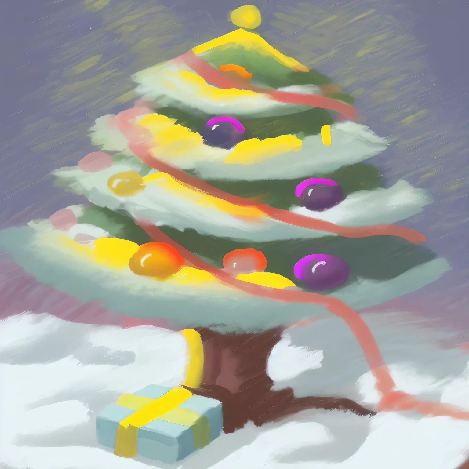 painting of a Christmas tree with presents in the snow, pastel artwork, Christmas tree, soft digitial paintingg, pastel style painting, pastel art, stylised painting, # 1 digitial paintingg of all time, #1 digitial paintingg of all time, high detail digitial paintingg, digitial painting, a digitial paintingg, Detailed soft painting, digitial painting, glowing lamps! digitial paintingg