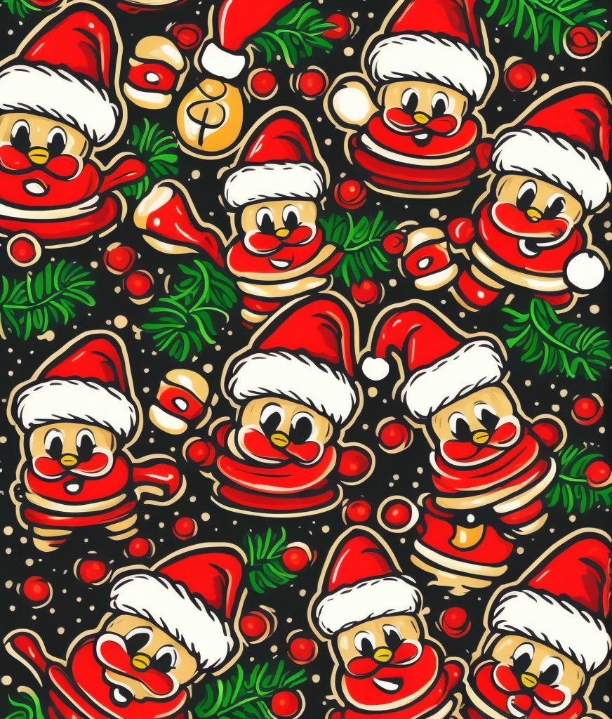 (best quality,4k,8k,highres,masterpiece:1.2),ultra-detailed,(realistic,photorealistic,photo-realistic:1.37),creative,Christmas-themed stickers,sparkling snowflakes,colorful ornaments,holiday cheer,bright red and green colors,joyful scenes,playful Santas and reindeer,snow-covered landscapes,magical winter wonderland,presents and gifts under the Christmas tree,colorful lights and decorations,children with big smiles,festive atmosphere,delightful surprises,delicate brush strokes,exquisite details,tactile textures,high contrast highlights and shadows,Happy Holidays