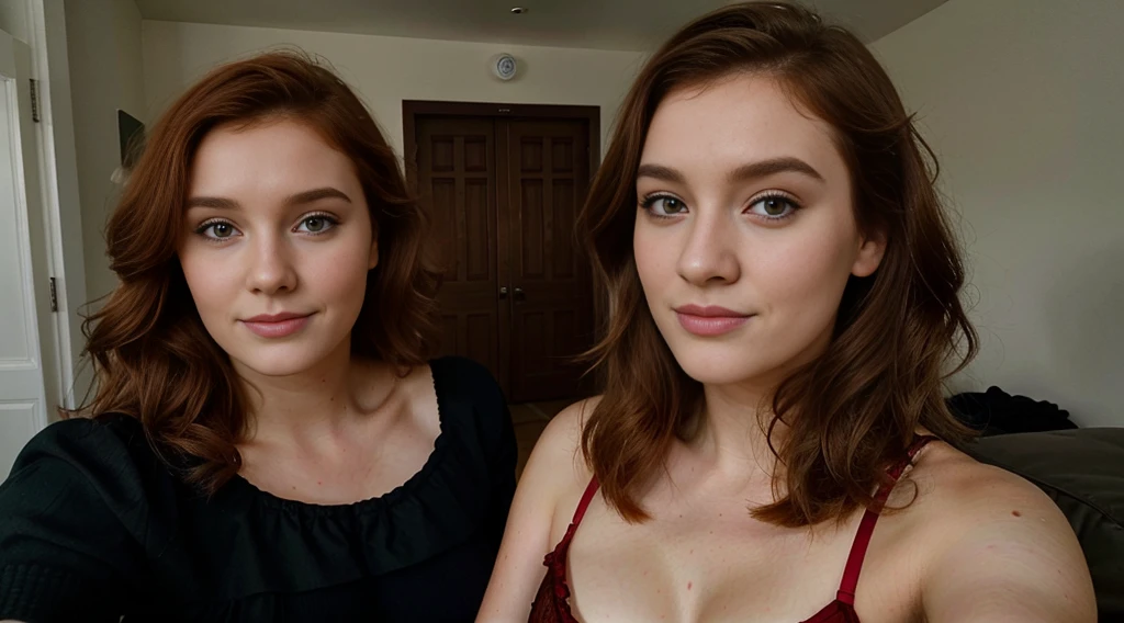 23 Ans Rousse Hyper Réaliste Fille Irelandaise Avec Taches De Rousseur Selfie À La Mode Pour Instagram Habillé Snapchat Influenceur Photo Complète Rouge Gros Cul Jumeau Lingerie