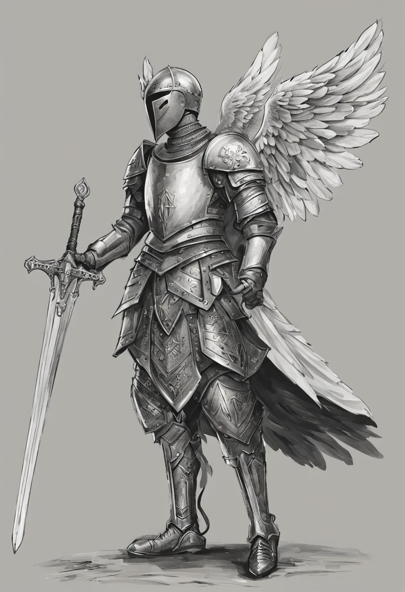 A knight with angel wings side view