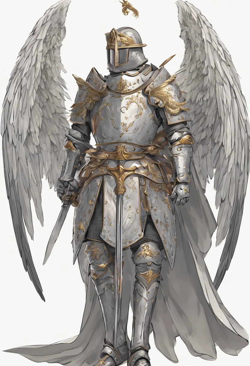 A knight with angel wings side view