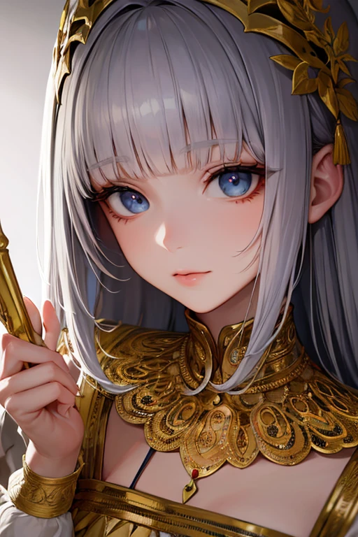 (absurdres, highres, ultra detailed), 1girl, mature female, white hair, long hair, blunt bangs, blue eyes, dress, long sleeves, finely detailed eyes and detailed face, intricate details, BREAK mosaic art, small pieces, colorful tesserae, intricate patterns, tiled designs, durable surfaces, time-honored techniques BREAK macro photography, extreme close-up, intricate details, magnified textures, stunning clarity, hidden beauty, immersive perspective BREAK , artisanal creations, handmade goods, unique designs, intricate details, creative expression, skilled craftsmanship