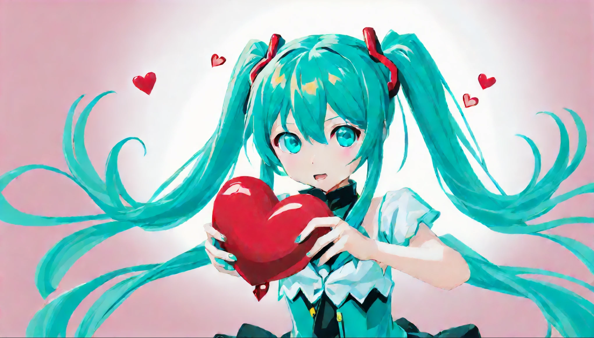 Hatsune miku, heart shaped hand