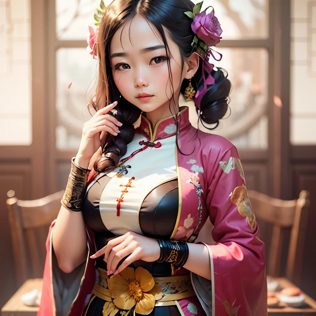 beautiful Asian girl wearing traditional Chinese clothing --auto --s2