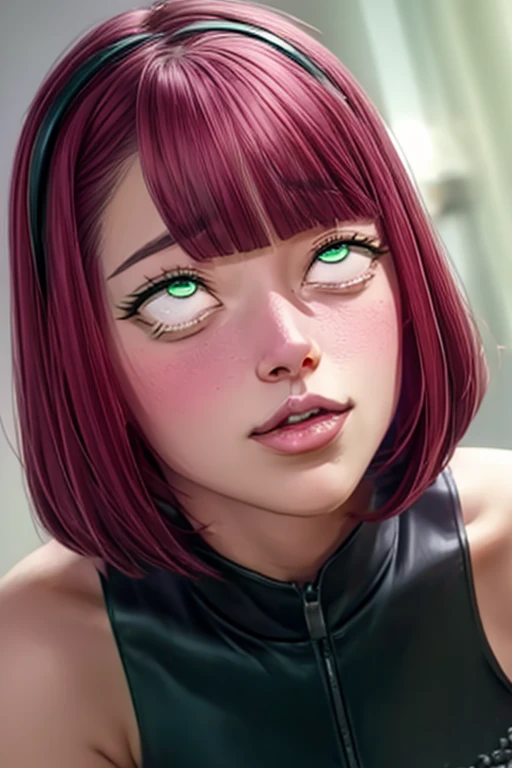 sakuraharuno, sakura haruno, short hair, bangs, (green eyes:1.5), pink hair, hairband, facial mark, (forehead mark:1.2), red hairband, (swept bangs:1.5), (small breast:1.2),
BREAK chinese clothes, dress, (red dress:1.2), short skirt, black shorts, gloves, black gloves, sleeveless, open dress, bare breasts
BREAK looking at viewer, (ahegao:1.5), (rolling eyes:1.5)
BREAK indoors, bed, spread legs
BREAK (masterpiece:1.2), best quality, high resolution, unity 8k wallpaper, (illustration:0.8), (beautiful detailed eyes:1.6), extremely detailed face, perfect lighting, extremely detailed CG, (perfect hands, perfect anatomy),