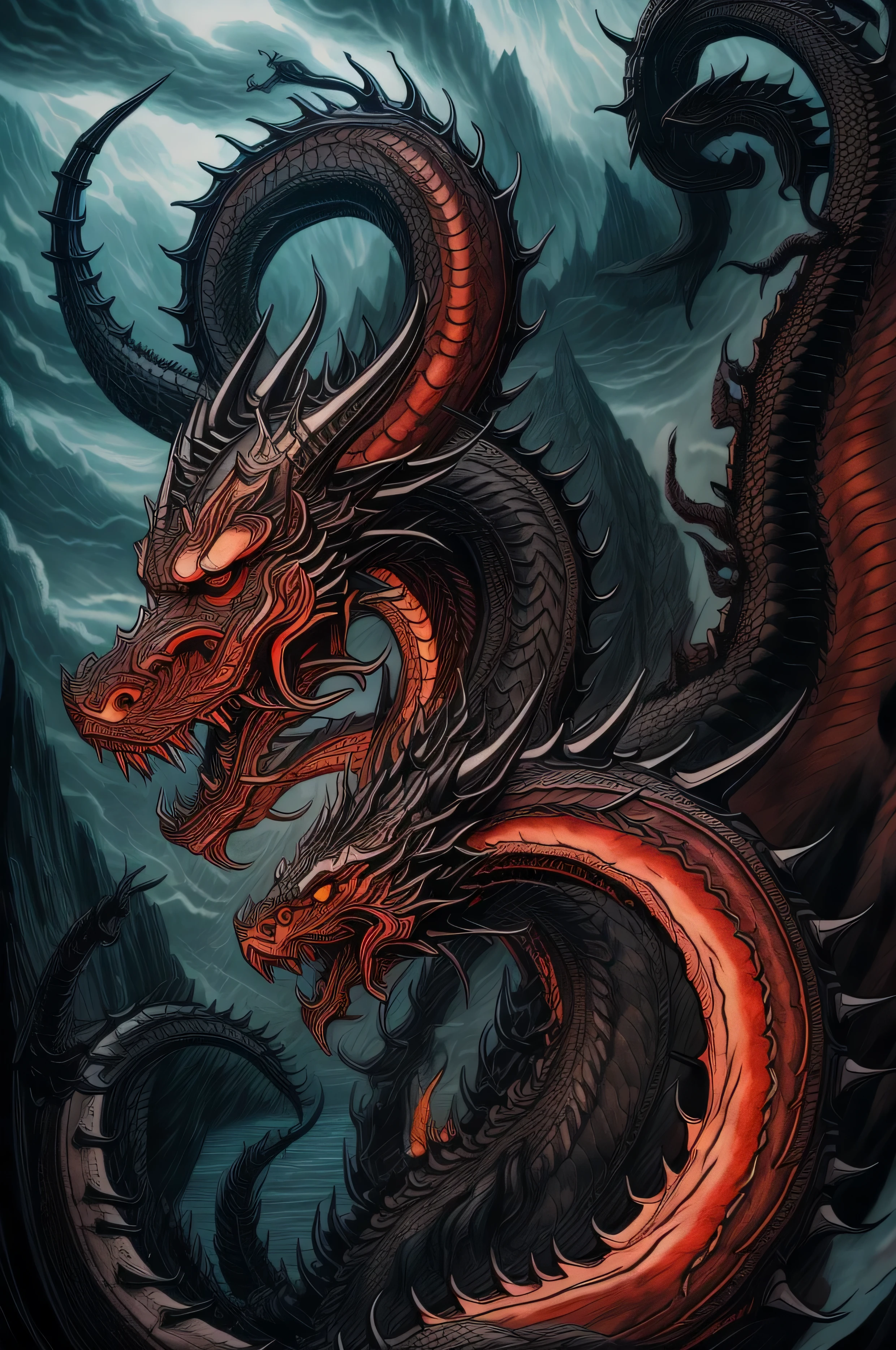 a drawing of a dragon head with sharp teeth and sharp teeth, dragon portrait, dragon face, portrait of a dragon, dragon art, epic pencil illustration, dragon head, detailed dragon, by Adam Marczyński, dragon head!, dragon with scars, by Sava Šumanović, by Arthur Pan, a dragon, well designed female dragon head, dragon mouth, art