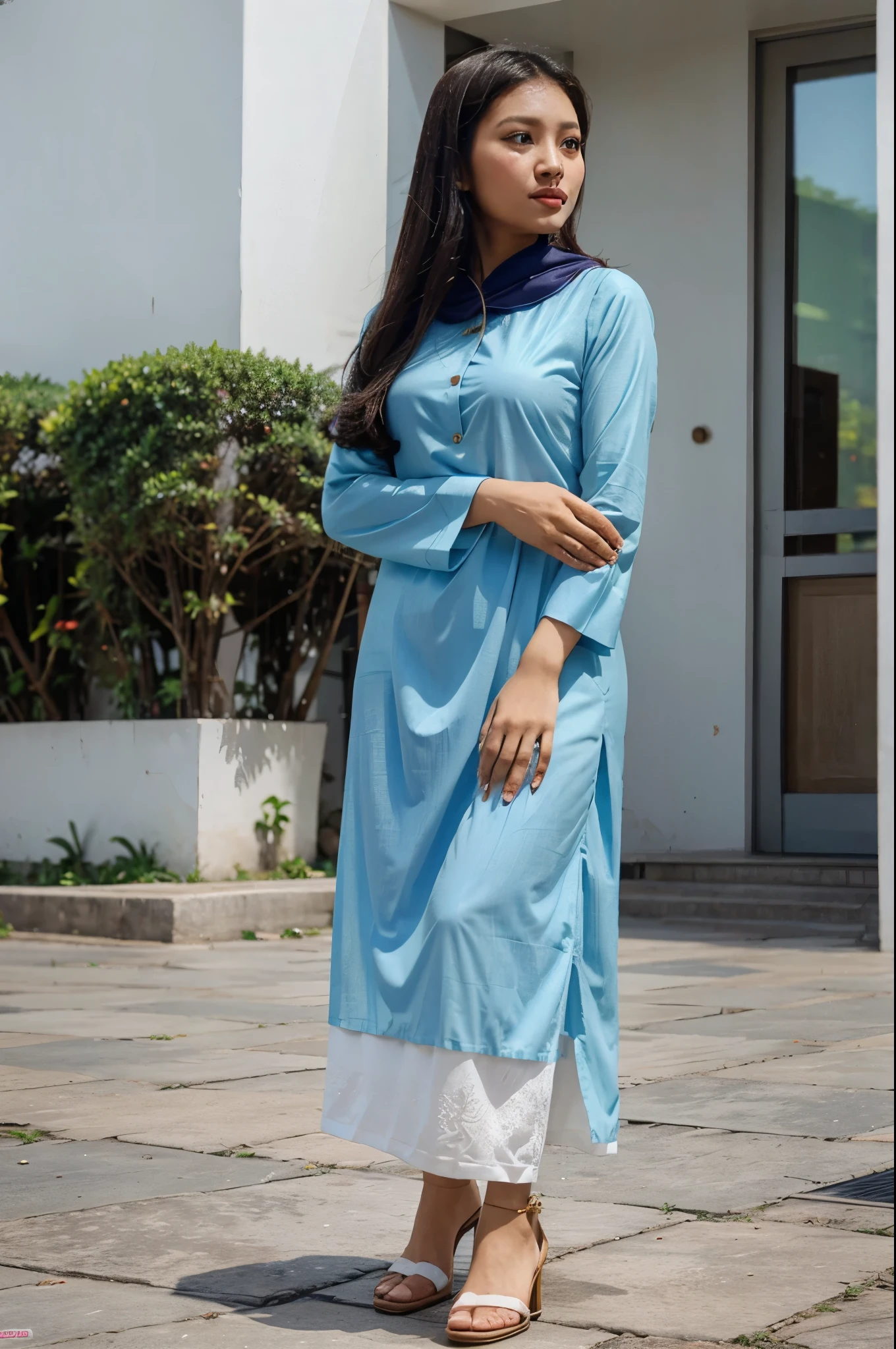Malay girl wear baju kurung