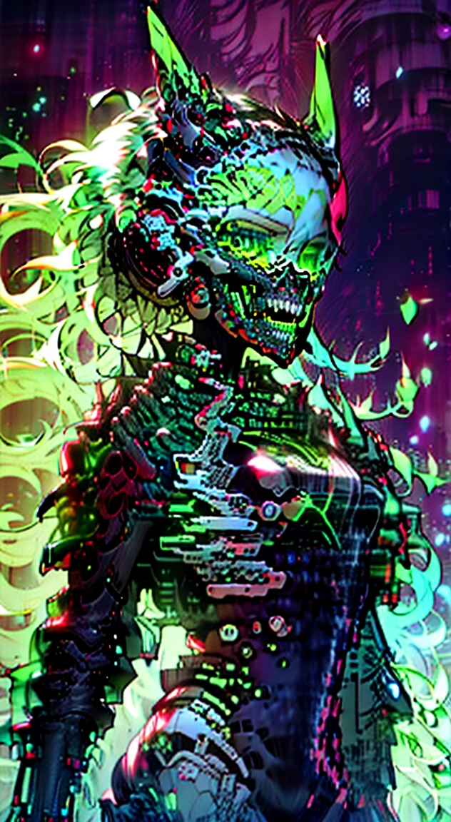 <lora:Skull:0.75> epoxy_skull, A skullish green spider-head female android made of flowers with golden hair and blue eyes holding a red glowing orb</photo>high resolution" realistic>photorealistic "photograph of an anime character robot looking at the camera::art by Hsiao-Ron Cheng!!!!!!!!!! sci