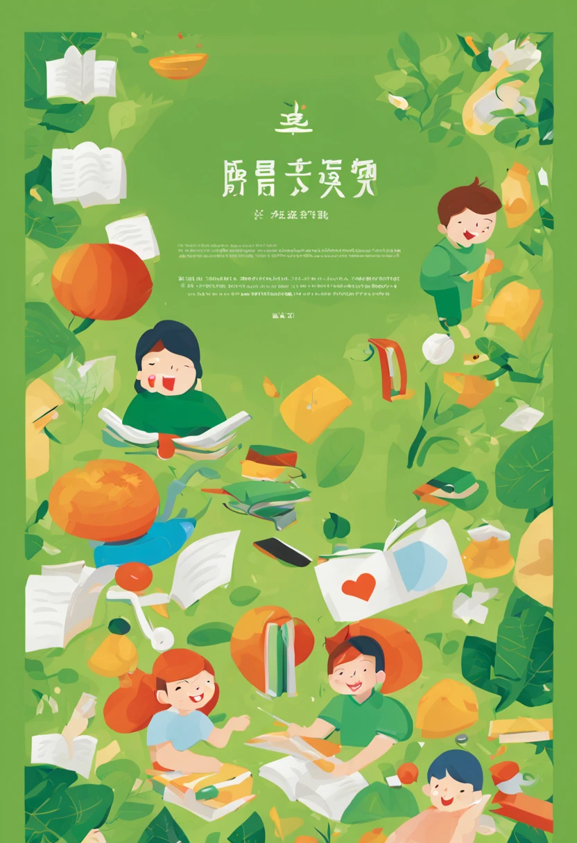 Fresh green as the main tone,Appeal to people in a compelling way to support healthy growth,Reject harmful information。 The whole picture is set against the background of a huge green bookmark,Focus on the bookmark。The bookmark has a carefully designed pattern printed on it,Represents healthy growth and positive information。The theme of the is printed in large fonts in the middle of the pattern.:"Nursing helps healthy growth,Reject harmful information”。 around bookmarks,Depicts elements that symbolize harmful messages,as broken、poisonous barrel、restless social media icons and more。These elements are treated with muted colors and blurred edges,Contrast with the bright green bookmark,Highlight their negative impacts。 In the center of the screen,Added illustrations of several children,They have smiles and happy expressions,reading book、Participate in useful activities,Show healthy growth。They are surrounded by light,Symbolizes their acquisition of knowledge、growth process。 At the bottom of the poster,Using concise text to illustrate the slogan of Operation Green Bookmark:"Building a health information environment together,Protecting our future”
