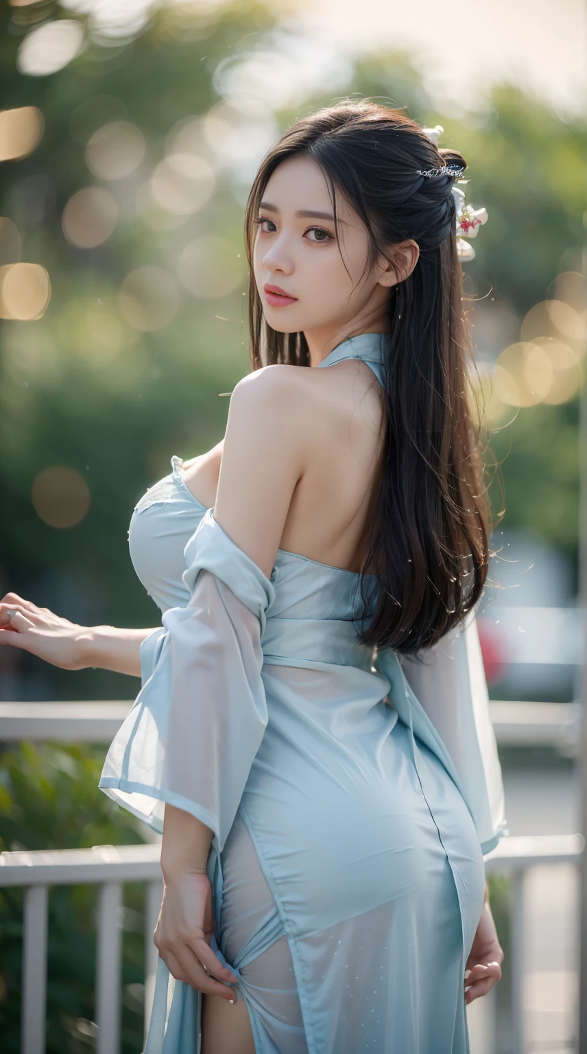 ulzzang-6500-v1.1, (RAW photo: 1.2), (Real photo), (Real photo: 1.4), 1 girl、Perfect anatomy、1、Looking at the camera、Medium length hair、uniform dress, walking beside a cool blue river, with the moon and stars, ((by the river at night: 1.1))、(Business service)、Asian eyes Ella,