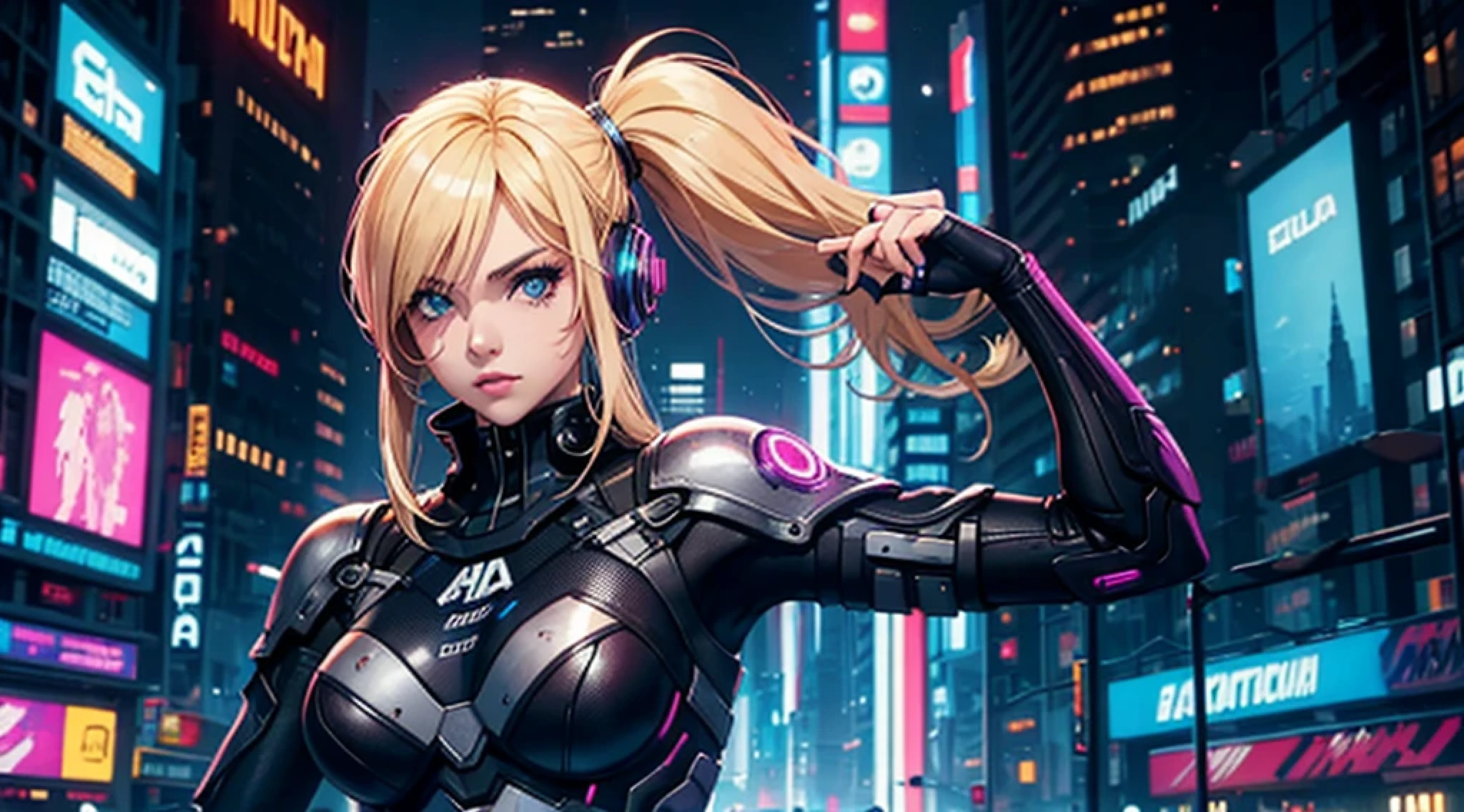 (masterpiece: 1.4), (8K, realist, Raw photo, Best quality: 1.4), expressive eyes, perfect face, a high resolution, 1 girl, One, (Punishment:1.4) ,(D.and (Hana Song) Hana Song :1.4), wide, for chestnut, (headphones:1.4) ,(Latex pilot suit:1.4), whisker marks, shoulder pads, blue monkey, ribbed bodysuit, Animal footprint, clothes writing, Long sleeves, White gloves, smiling, standing, tiro de andquero, looking at the viewer, check_9, check_8_higher, check_7_higher, check_6_higher, Classification_obvious, 1 girl, ((18 years:1.2)), adult, full lips, Big bright eyes, light blue eyes, ((by Rubio:1)), (Long wavy hair,: 1.2),(Hana Song:1.4), (D.and (Hana Song) Hana Song V2.1), (background laboratory robotics chemistry industrial :1.4)