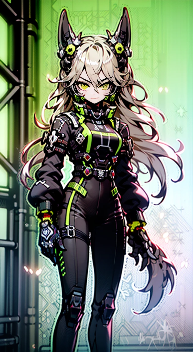 8K,Ultra Detail,ultra-quality,ultra precision,ultimate masterpiece,wolf Girl,big boobs,big Thigh,bomber jacket,long leather pants,long twin tail(blond)(innercolor of pink),cool Graffiti on the wall,Cyber punk mask,Theme of Cyber Punk,stylish Action,holding sword,