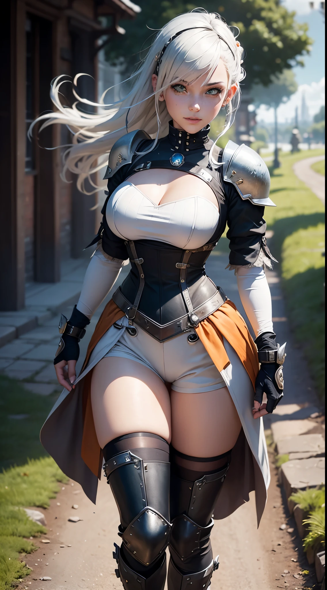 {{{nsfw:1.5}}},{{{breast grab:1.5}}},{{{breast milk:1.5}}},  gwen tennyson,y'shtola rhul,yorha 2b, tracer,nier automata,overwatch,close up, mecha pilot,castle garden,tattoos,blue and white plugsuit,white short sleeve victorian bodycon top,victorian bodycon dress,white garter belt,uncovered belly,short hair,punk makeup,green eyes,multicolored silver hair,sexy smile, freckles,beautiful girl,large breasts,8k, ultra detailed,realistic,fantasy art,fur armor,steel armor,maiden dress,queen cape,ear piercings,hair pin,saiyan girl, saiyan female,queen crown,castle flags, queen scepter,shield maiden,