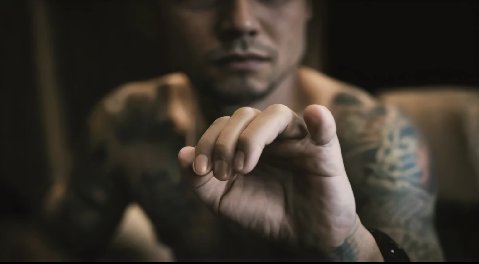There is a man with tattoos on his arms and hands, sentado na ponta do dedo do homem, alessio albi, homem tatuado, Tiro com Sony Alpha, tatuagem yakuza no corpo, Retrato de 50mm, Directed by: Jaakko Mattila, fotografia manual, Tiro em Leica SL2, uma foto de um homem, Filmado com Canon EOA 6 D Mark II