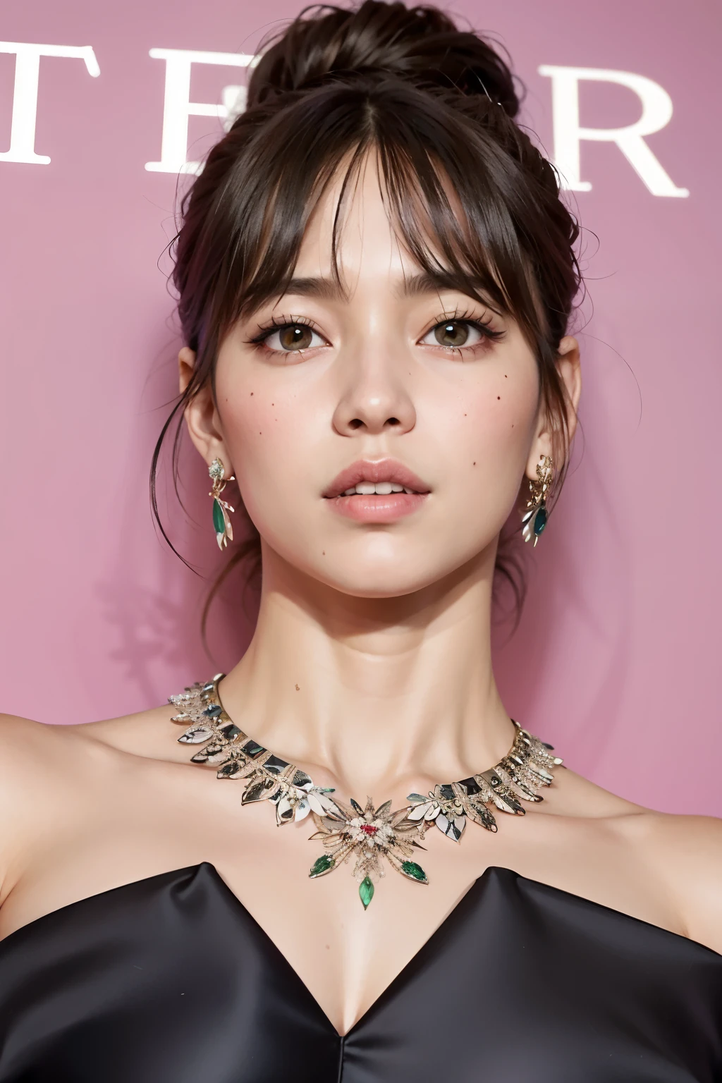 uma mulher usando um vestido preto e um colar verde, Lalisa Manobal, song hye - kyo, Lalisa Manoban do Blackpink, Dom Yunjoo, Parque Ji-min, tiara esmeralda e colar, Heonhwa Choe, Hwang SE - EM, Lee Ji-eun, Lee Ji - Eun, estilo tiffany, TaeJune Kim