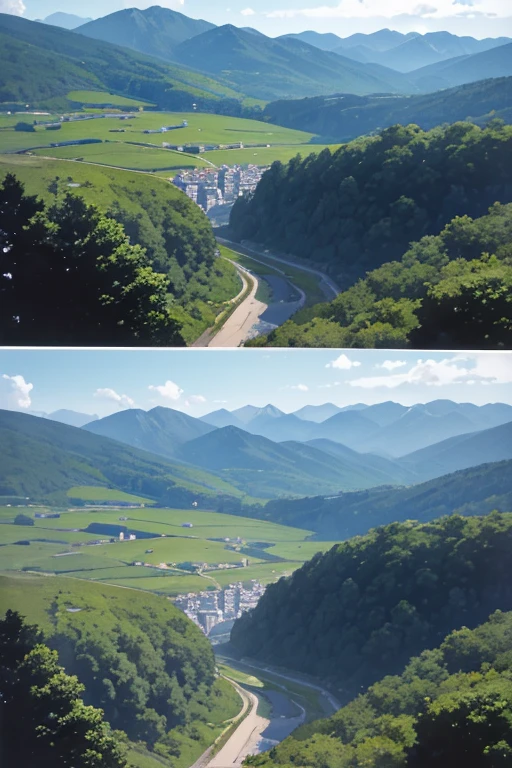 French and German landscapes，There are mountains and forests in the distance, Overlooking the vast and tranquil forest, The bird&#39;s Eye View cinestill 800t 18mm, mountain scene. cinematic Film still from, pine woods, taken from movie, Mountain environment, There is Mazu Pine, Still from a nature documentary, Cine Lens AR 9:16-n 6-g