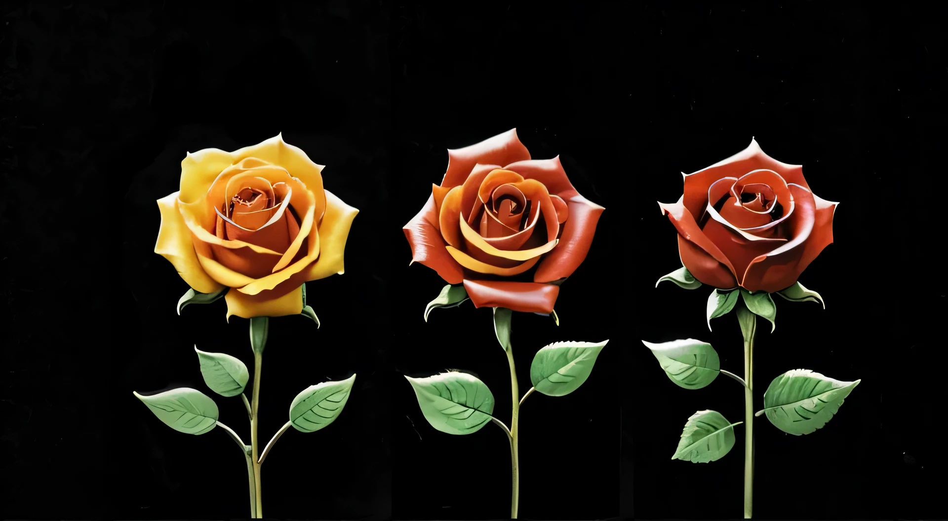 (flower) roses, solid black background, -- tile